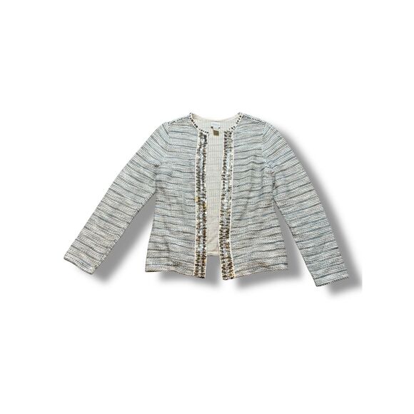 chicos Sweaters - Chico's Embellished Open Front Textured Knit Sweater Size 0 Women’s Small